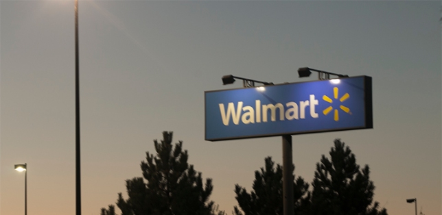 Walmart sign in the blue hour.